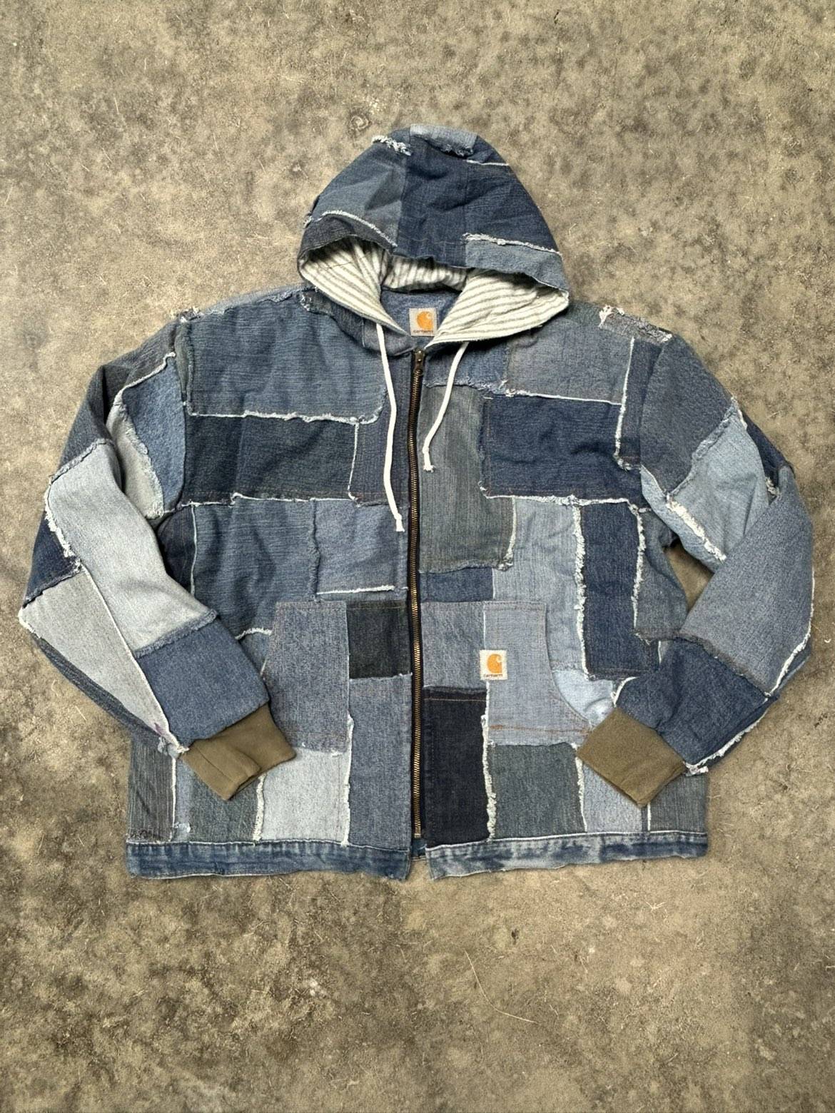 Denim Hooded Reworked Jacket Size:MEDIUM