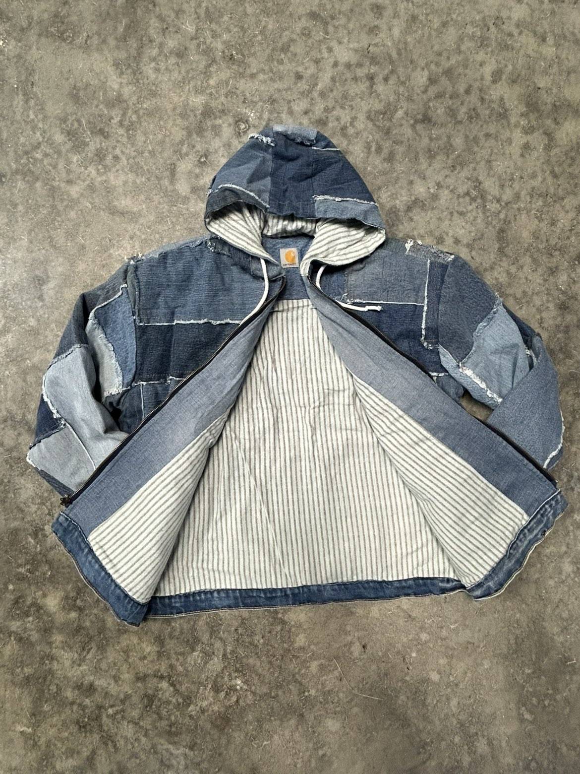 Denim Hooded Reworked Jacket Size:MEDIUM